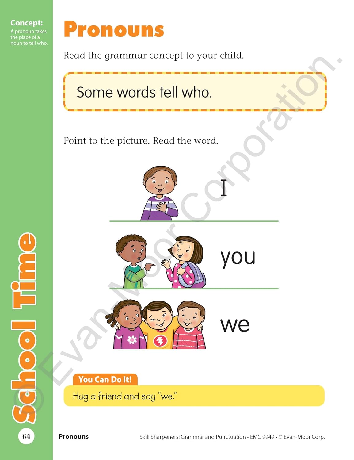 Evan-Moor Skill Sharpeners Grammar & Punctuation Activity Book Grade Pre K