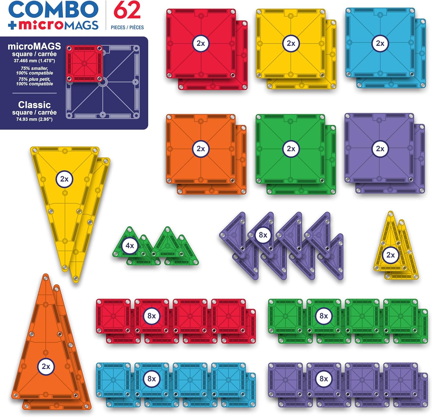 Magna-Tiles Combo + Micromags: 62-Piece Set
