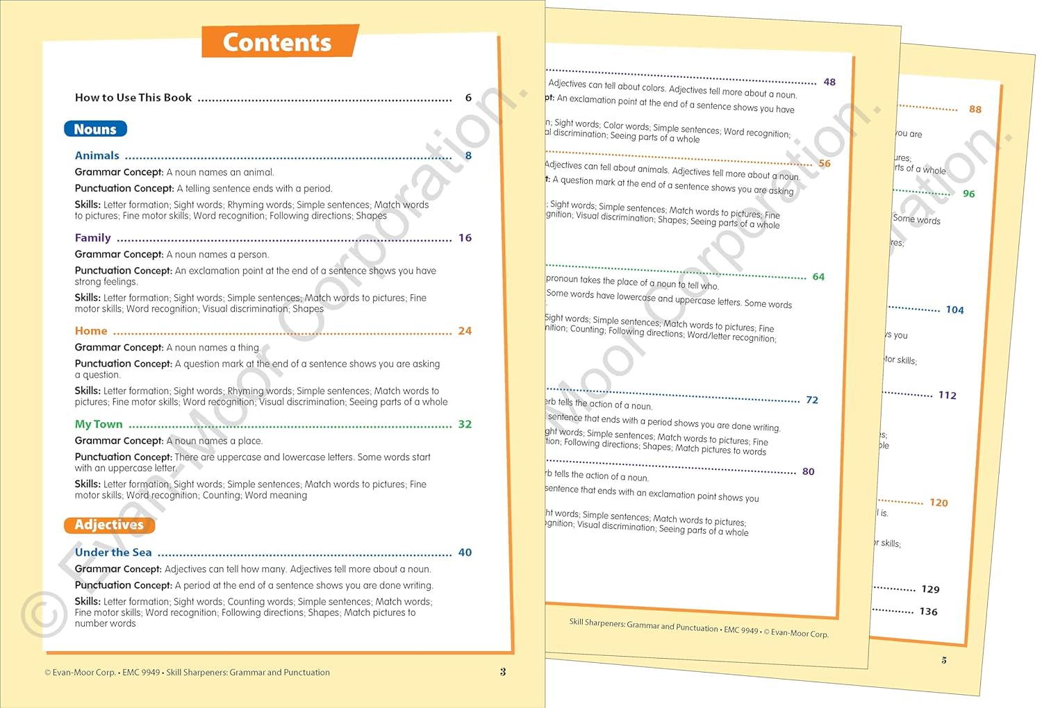 Evan-Moor Skill Sharpeners Grammar & Punctuation Activity Book Grade Pre K