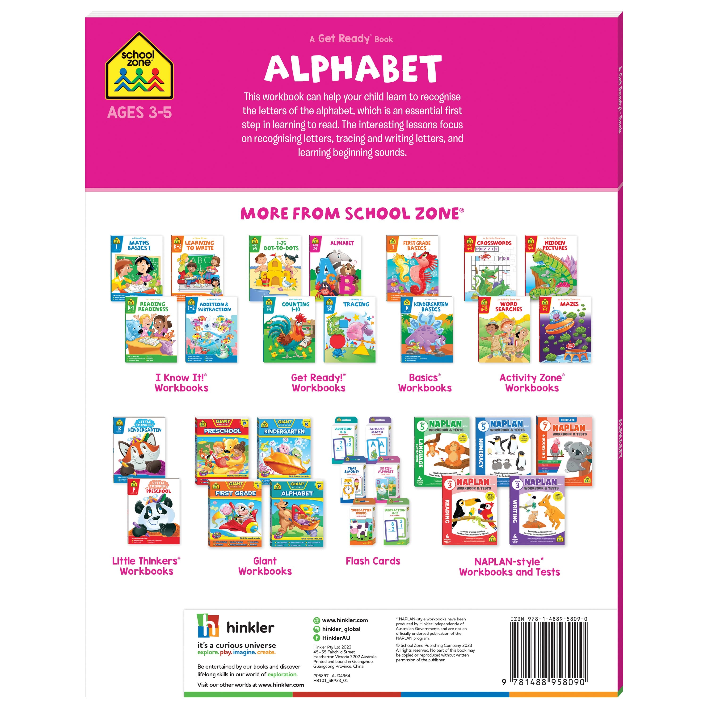 School Zone A Get Ready Book: Alphabet (Ages 3-5)