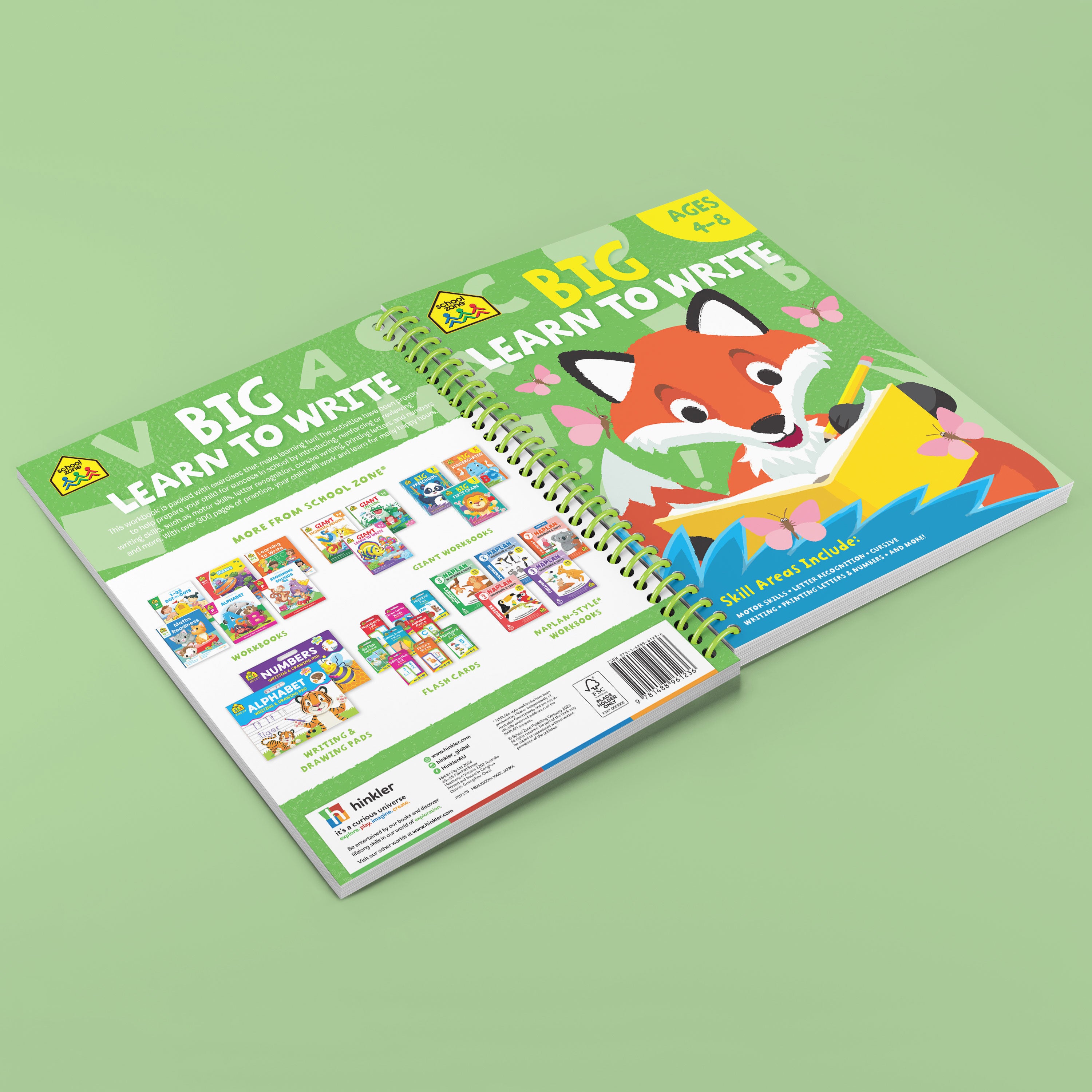 School Zone Big Spiro Workbook Writing (Ages 4-8)