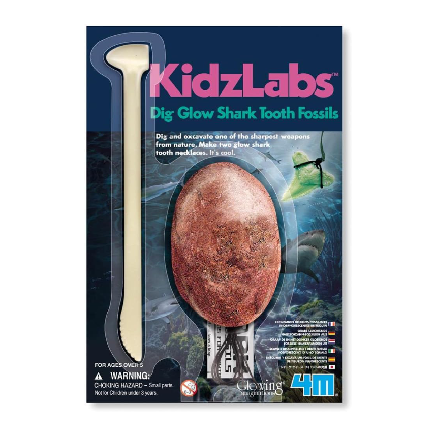 4M KidzLabs Dig Glow Shark Tooth Fossils
