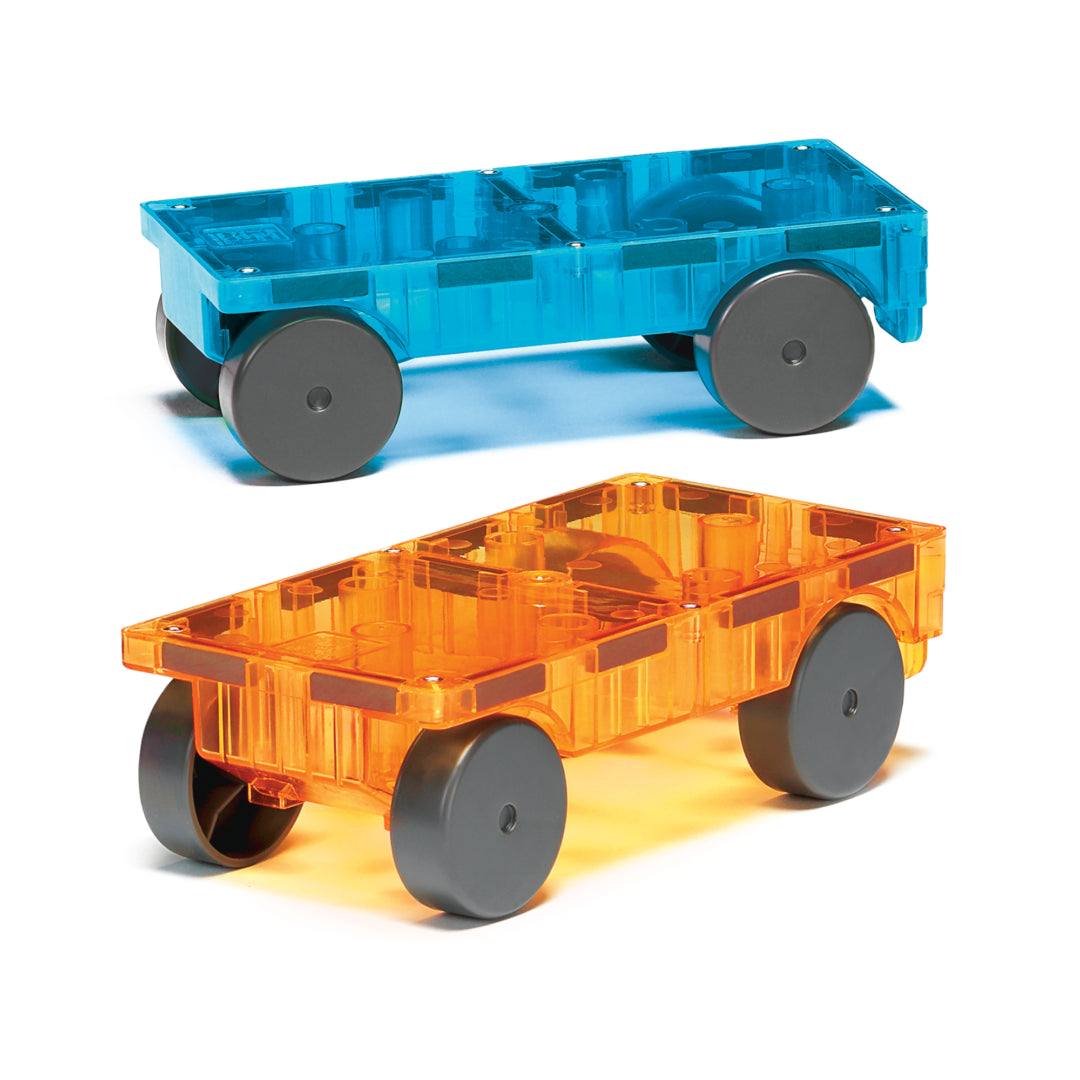 Magna-Tiles Cars 2-Piece Expansion Set: Blue & Orange