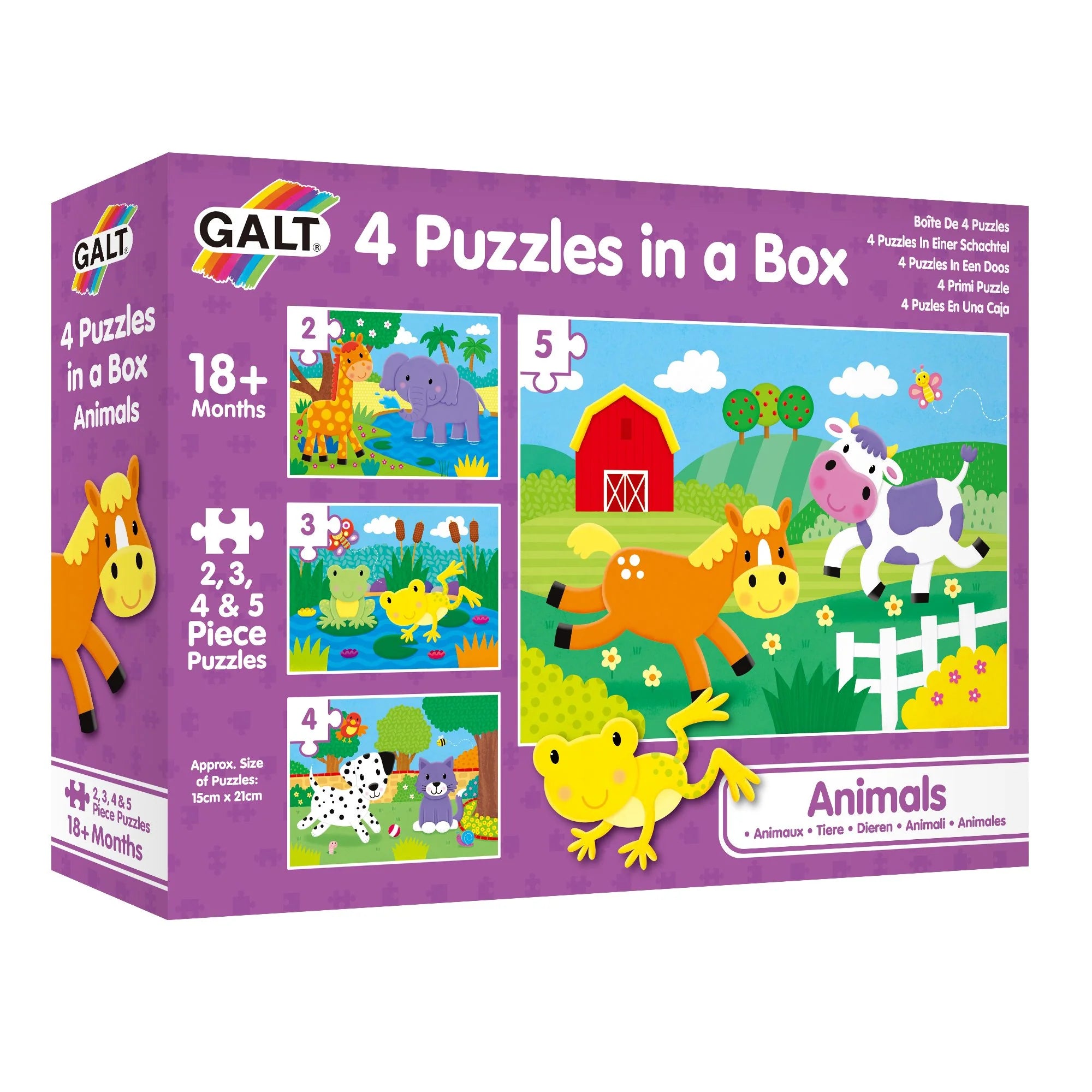 Galt 4 Puzzles In A Box: Animals (18m+)