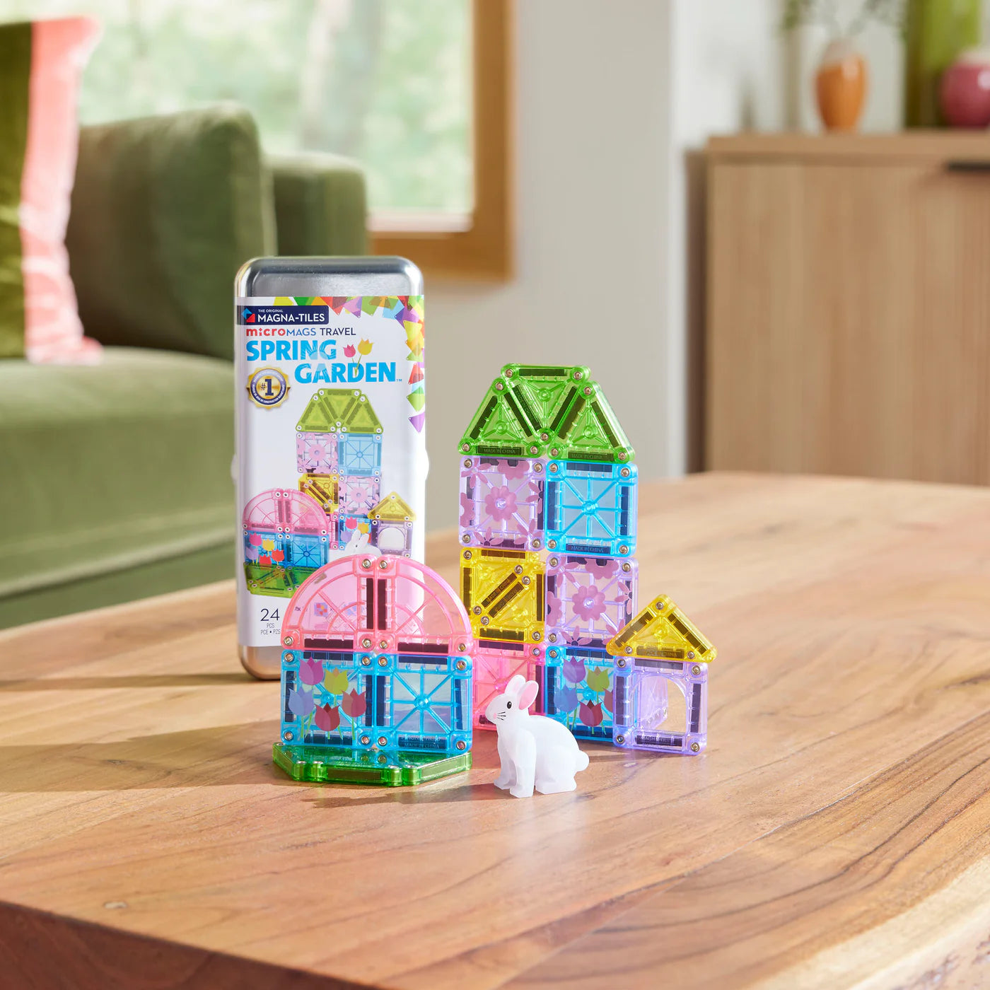 Magna-Tiles microMAGS Travel (Spring Garden): 26-Piece Set