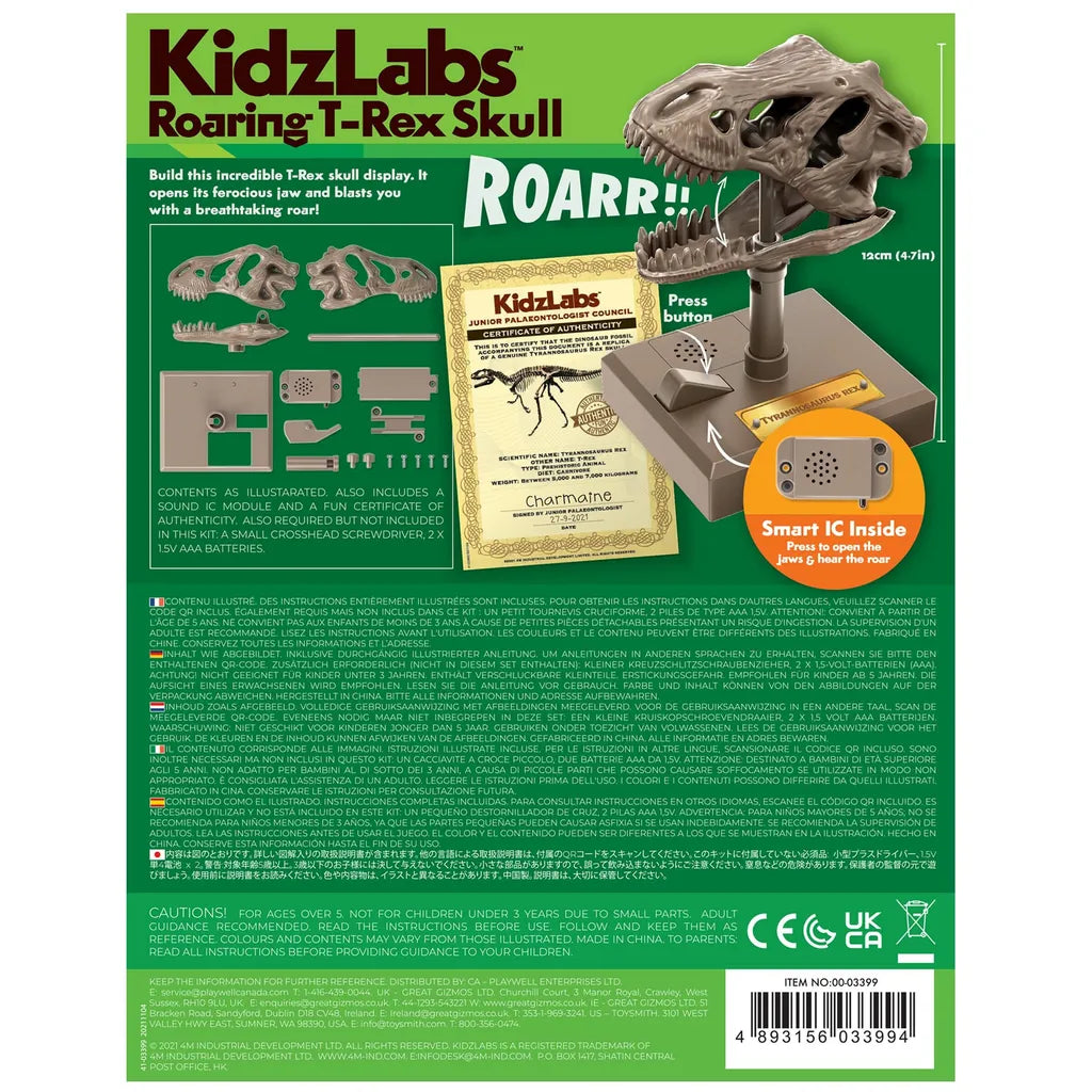 4M KidzLabs Roaring T-Rex Skull
