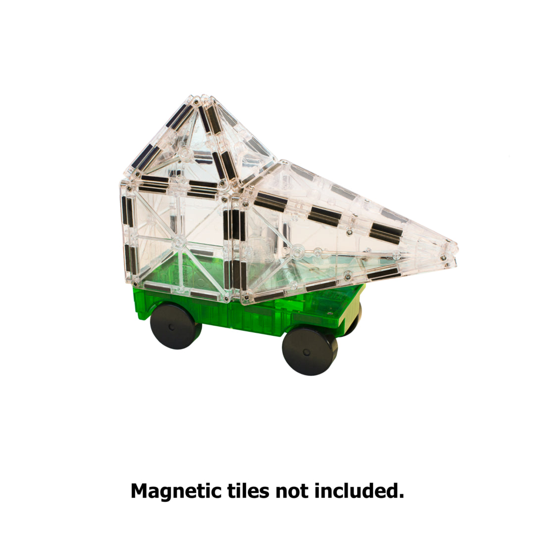 Magna-Tiles Cars 2-Piece Expansion Set: Green & Yellow