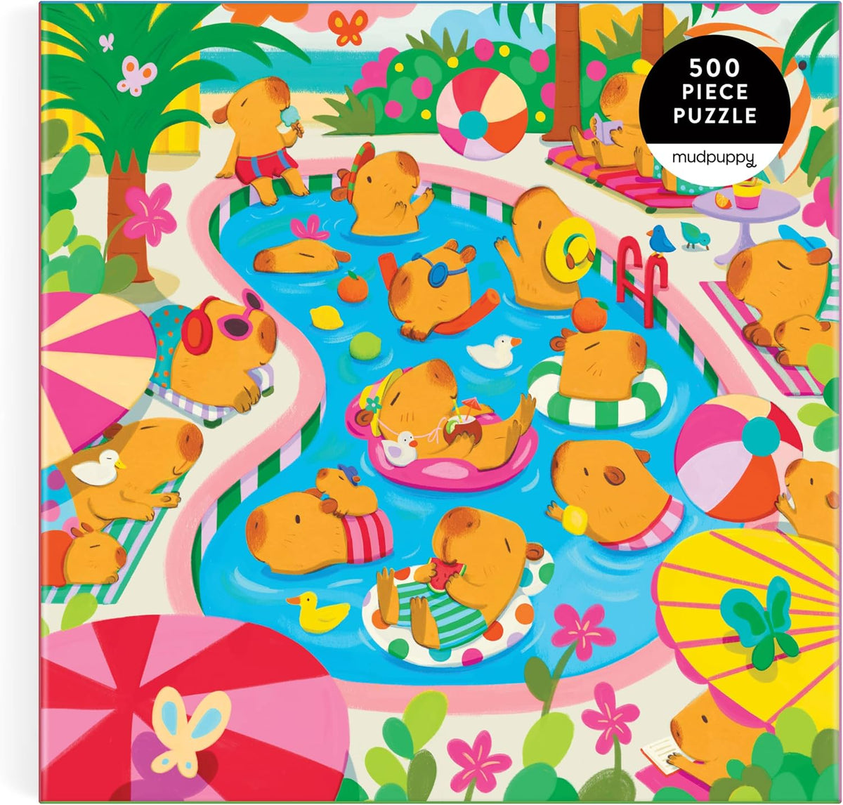 Mudpuppy 500-Piece Family Puzzle: Capybara Pool Day