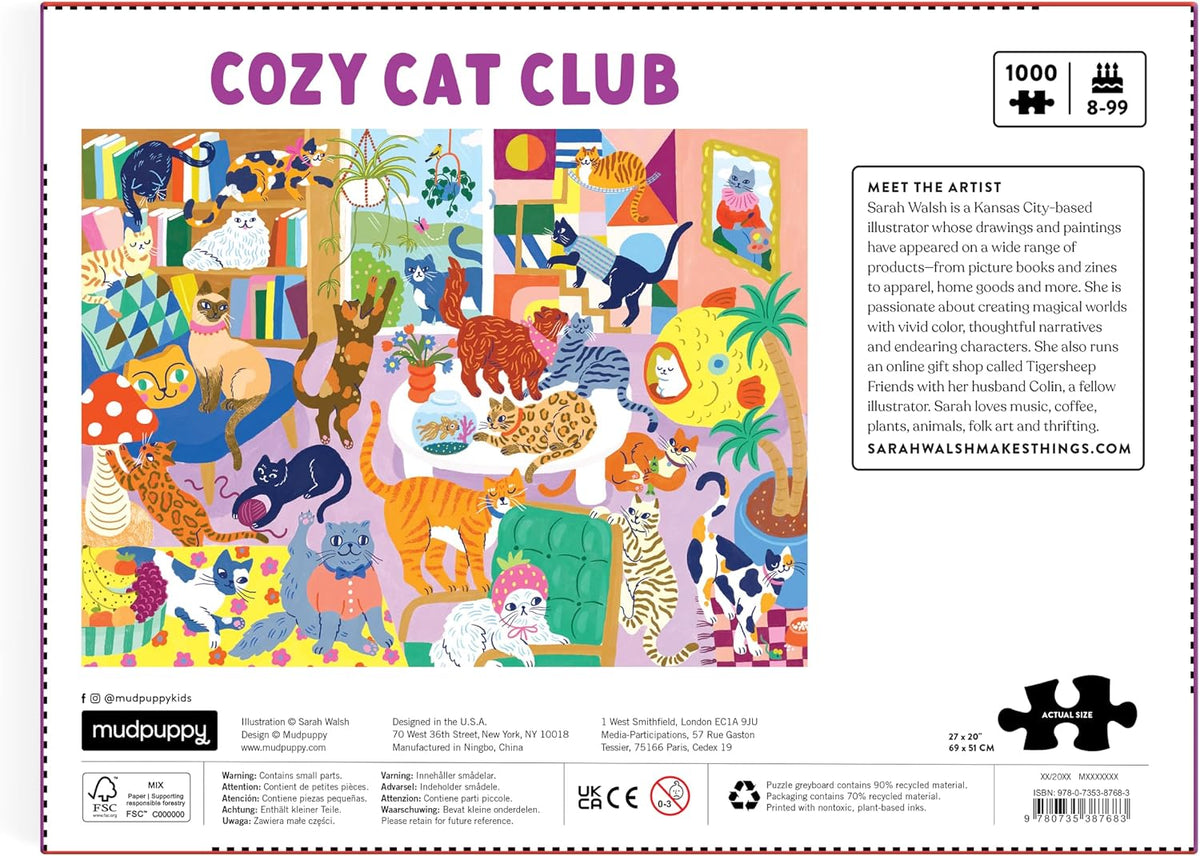 Mudpuppy 1000-Piece Family Puzzle: Cozy Cat Club