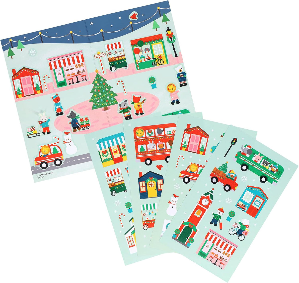 Petit Collage Mini Sticker Set: Christmas Town
