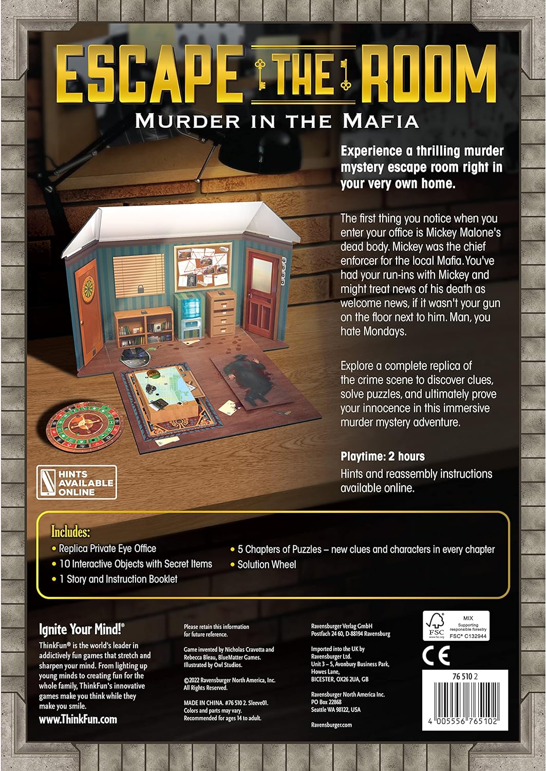 ThinkFun Escape The Room: Murder In The Mafia