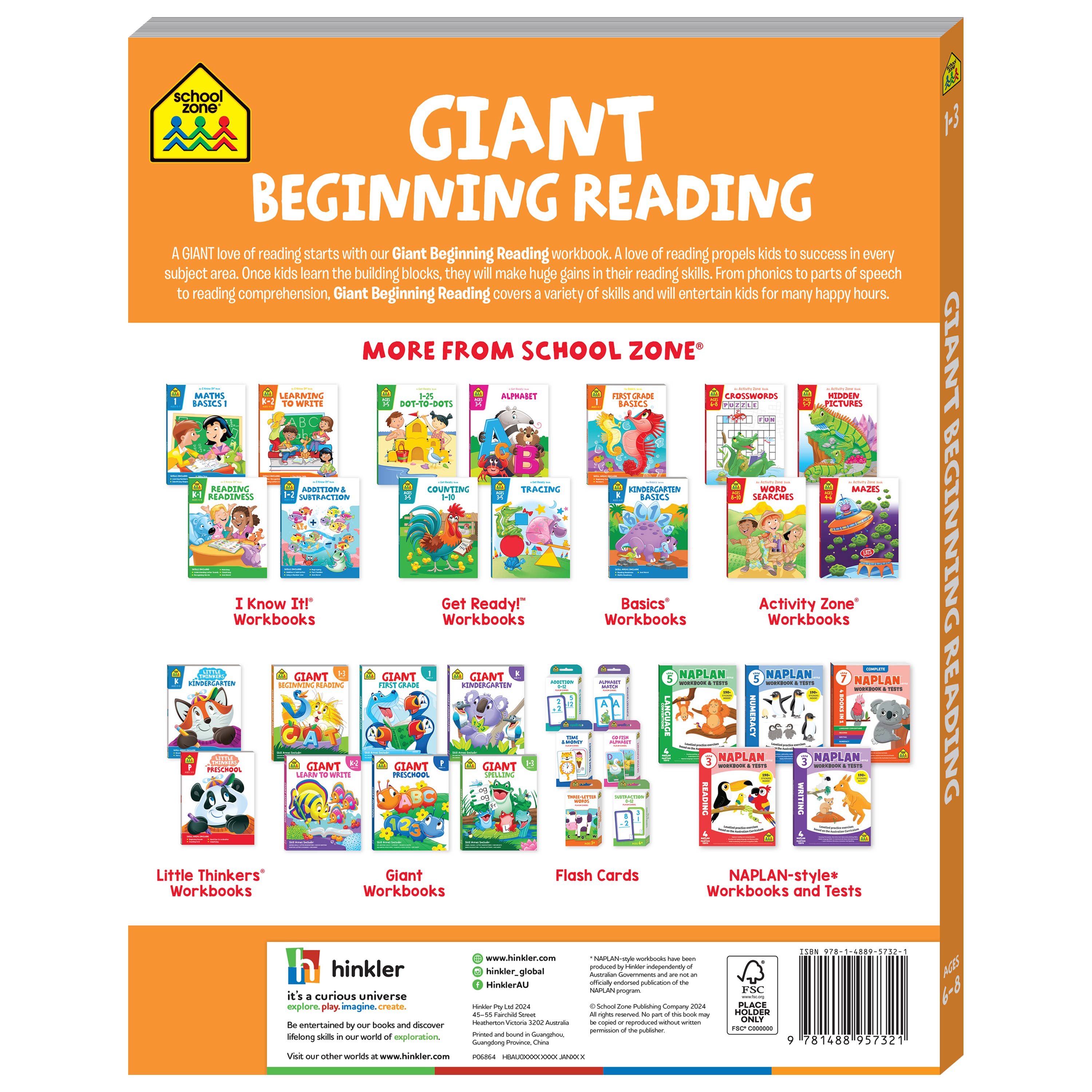 School Zone Giant Workbook Beginning Reading