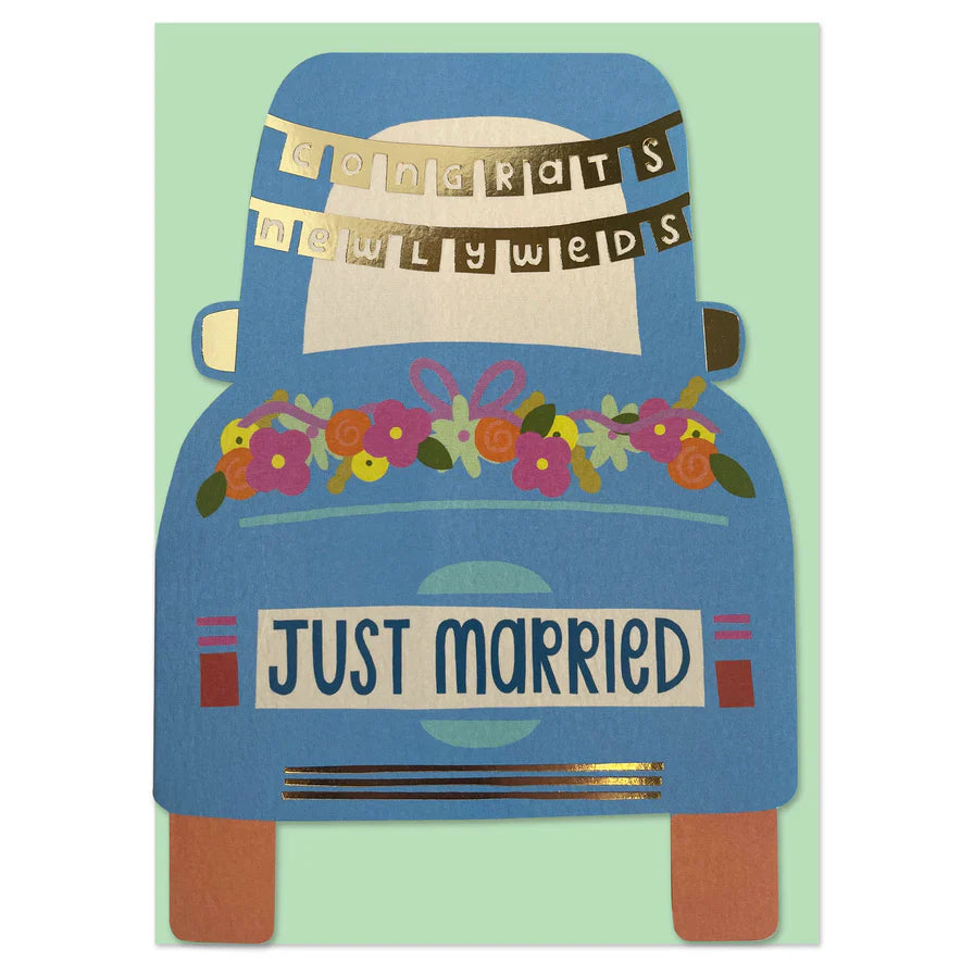 Raspberry Blossom Congrats Newlyweds. Just Married Car.