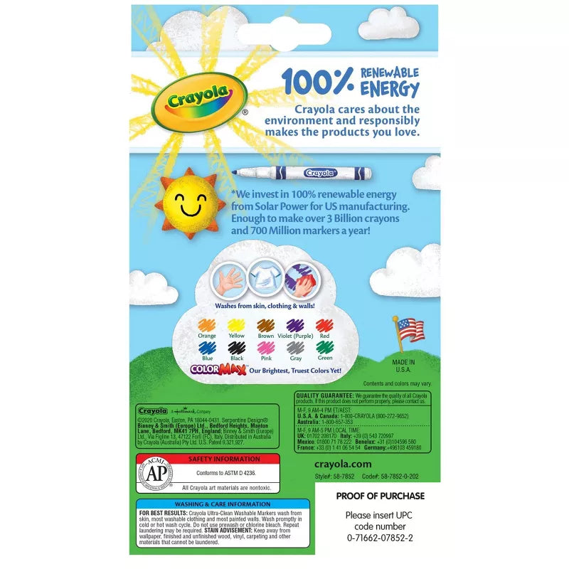 Crayola Ultra-Clean Washable Fine Markers 10ct