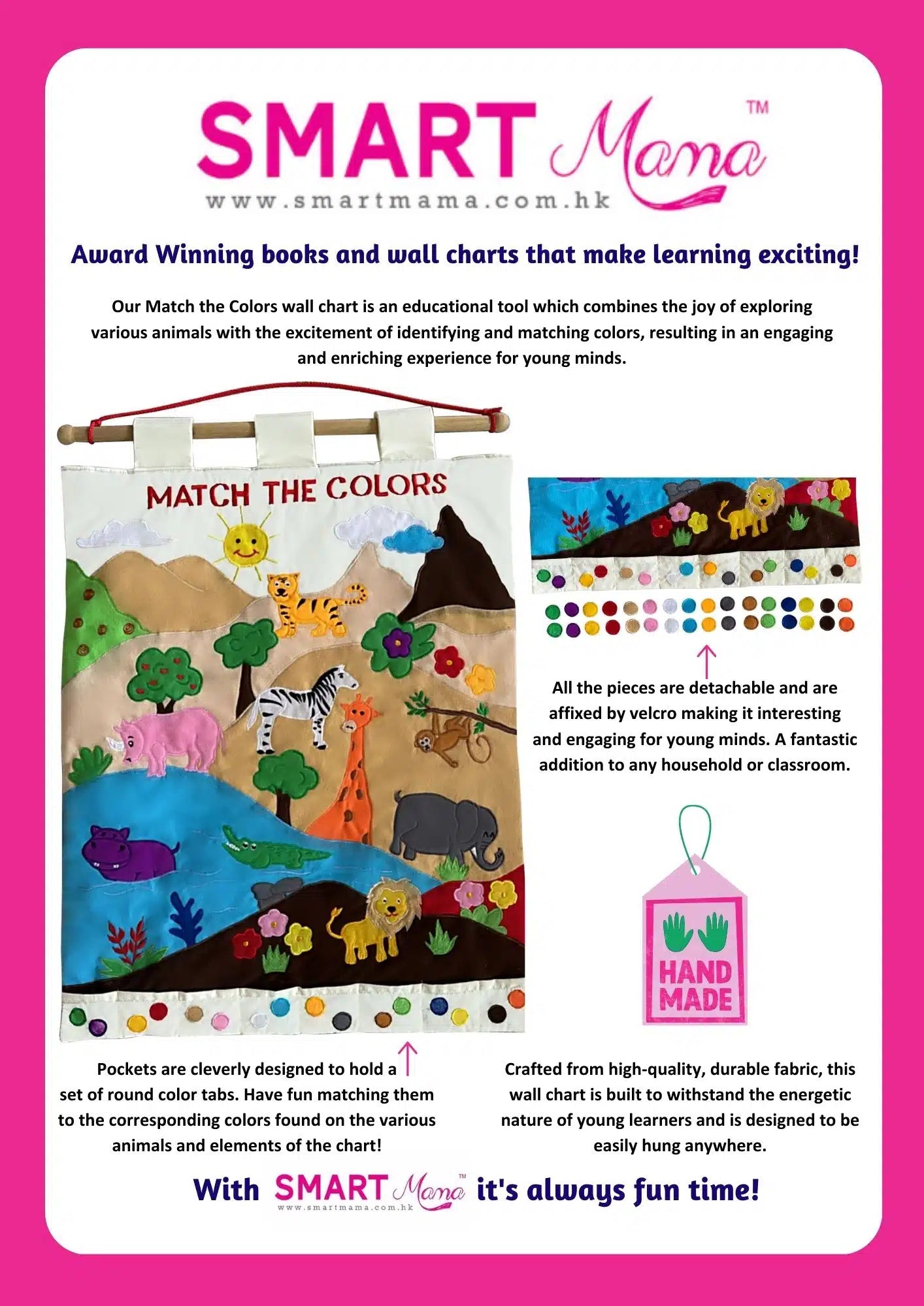 SmartMama Soft Play Fabric Wall Chart: Match The Colors Chart