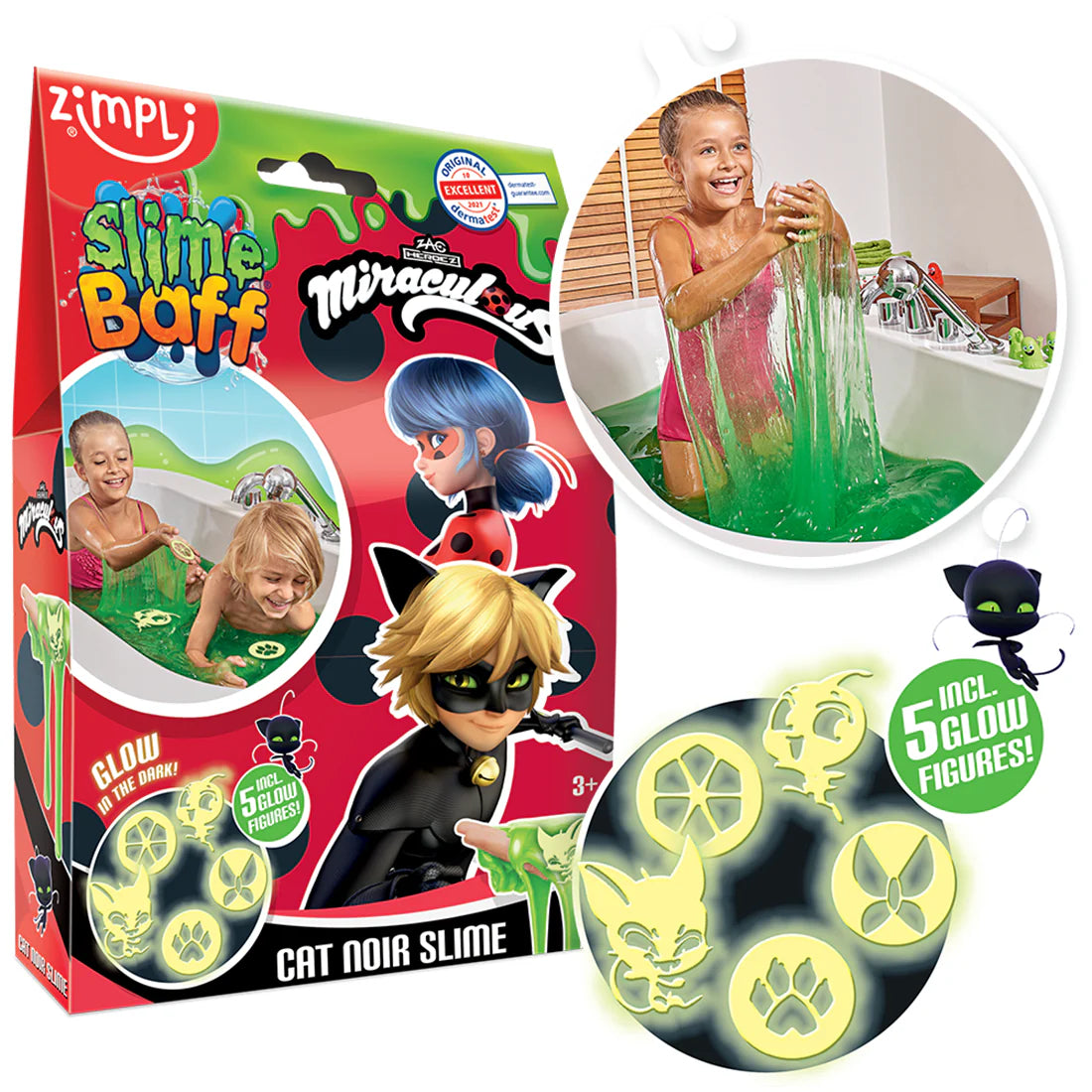 Zimpli Kids Slime Baff: Miraculous Cat Noir Green (150g)