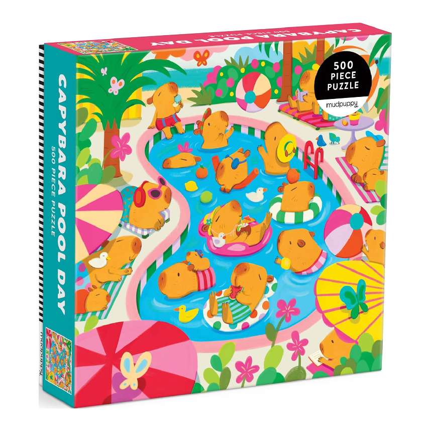 Mudpuppy 500-Piece Family Puzzle: Capybara Pool Day