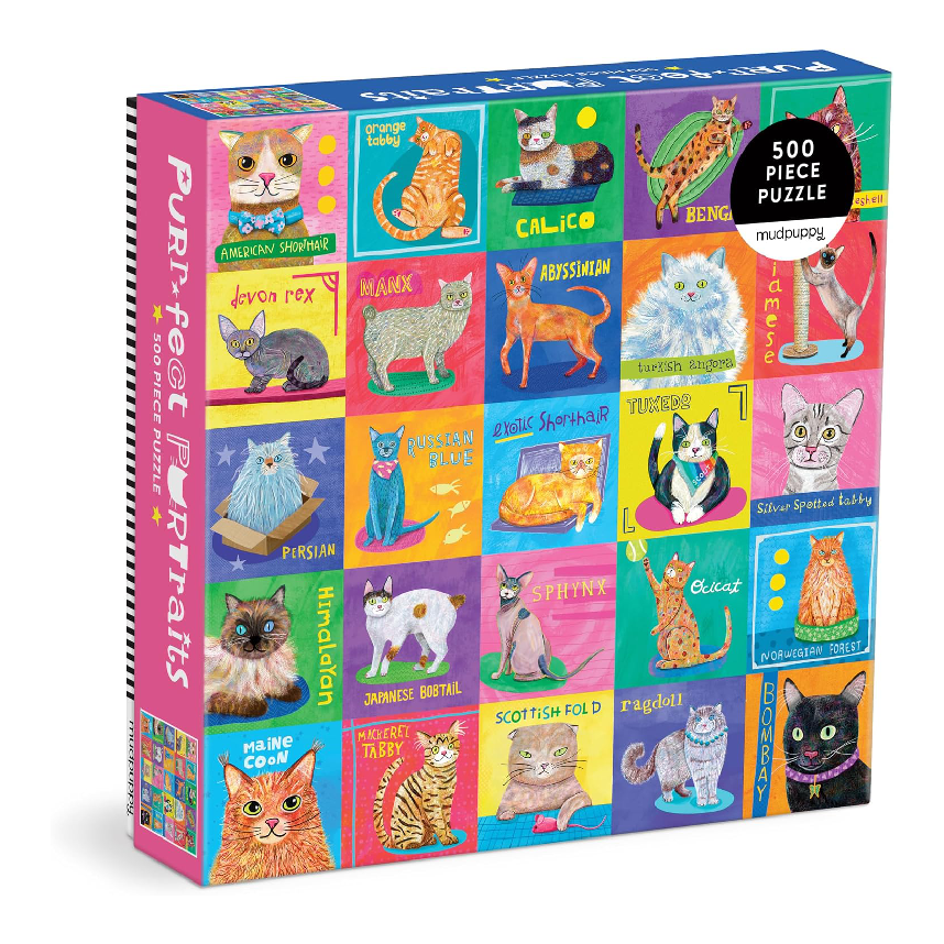 Mudpuppy 500-Piece Family Puzzle: Purr-Fect Portraits