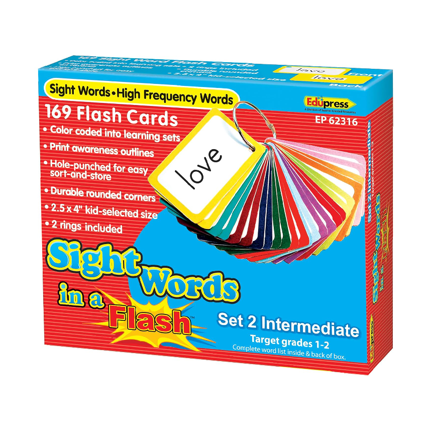 Edupress Sight Words In A Flash Cards: Set 2 Intermediate Grades 1-2