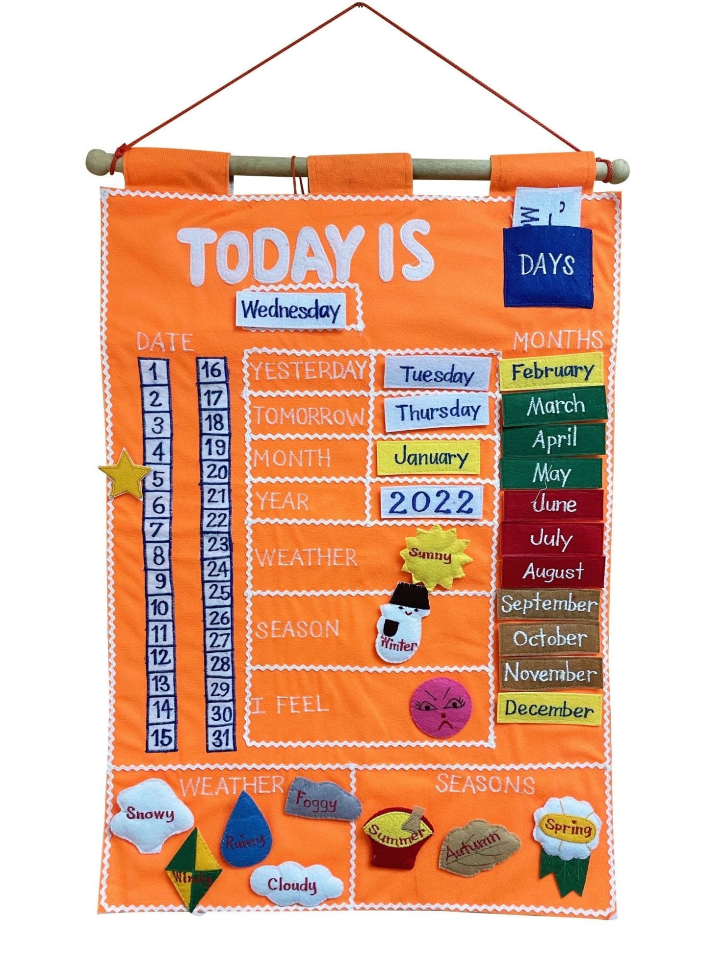 SmartMama Soft Play Fabric Wall Chart: Tell the Time Chart