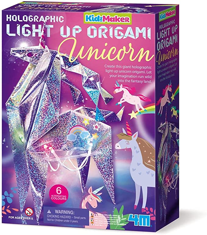 4M KidzMaker Holographic Light-Up Origami Unicorn