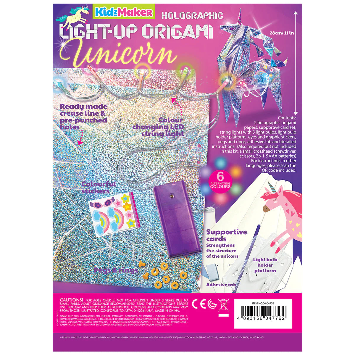 4M KidzMaker Holographic Light-Up Origami Unicorn