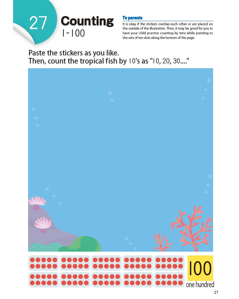 Kumon Counting With Stickers 1-100